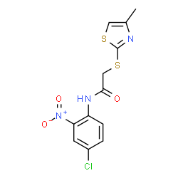ChemSpider 2D Image | N-(4-Chloro-2-nitrophenyl)-2-[(4-methyl-1,3-thiazol-2-yl)sulfanyl]acetamide | C12H10ClN3O3S2