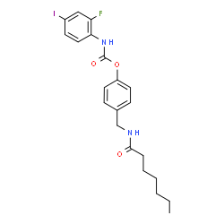 ChemSpider 2D Image | 4-[(Heptanoylamino)methyl]phenyl (2-fluoro-4-iodophenyl)carbamate | C21H24FIN2O3