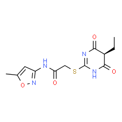 ChemSpider 2D Image | acetamide, 2-[(5-ethyl-1,4,5,6-tetrahydro-4,6-dioxo-2-pyrimidinyl)thio]-N-(5-methyl-3-isoxazolyl)- | C12H14N4O4S