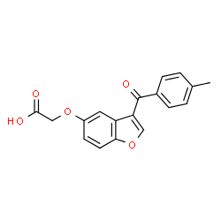 ChemSpider 2D Image | {[3-(4-Methylbenzoyl)-1-benzofuran-5-yl]oxy}acetic acid | C18H14O5