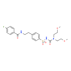 ChemSpider 2D Image | N-[2-(4-{[Bis(2-methoxyethyl)carbamoyl]sulfamoyl}phenyl)ethyl]-4-fluorobenzamide | C22H28FN3O6S
