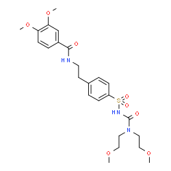 ChemSpider 2D Image | N-[2-(4-{[Bis(2-methoxyethyl)carbamoyl]sulfamoyl}phenyl)ethyl]-3,4-dimethoxybenzamide | C24H33N3O8S