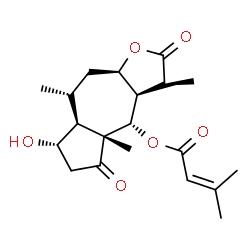 ChemSpider 2D Image | (3S,3aR,4S,4aR,7S,7aS,8R,9aR)-7-Hydroxy-3,4a,8-trimethyl-2,5-dioxododecahydroazuleno[6,5-b]furan-4-yl 3-methyl-2-butenoate | C20H28O6