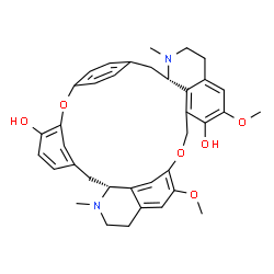 ChemSpider 2D Image | (1R,14S)-20,26-Dimethoxy-15,31-dimethyl-8,24-dioxa-15,31-diazaheptacyclo[23.6.2.2~9,12~.1~3,7~.1~14,18~.0~22,34~.0~28,32~]heptatriaconta-3(37),4,6,9,11,18(34),19,21,25,27,32,35-dodecaene-6,21-diol | C37H40N2O6