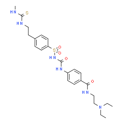 ChemSpider 2D Image | N-[2-(Diethylamino)ethyl]-4-({[(4-{2-[(methylcarbamothioyl)amino]ethyl}phenyl)sulfonyl]carbamoyl}amino)benzamide | C24H34N6O4S2