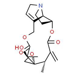 ChemSpider 2D Image | (4S,5R,6S,14aR,14bR)-6-Hydroxy-4,6-dimethyl-3-methylene-3,4,9,11,13,14,14a,14b-octahydro-2H-spiro[1,6-dioxacyclododecino[2,3,4-gh]pyrrolizine-5,2'-oxirane]-2,7(6H)-dione | C18H23NO6