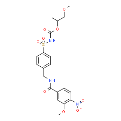 ChemSpider 2D Image | 1-Methoxy-2-propanyl [(4-{[(3-methoxy-4-nitrobenzoyl)amino]methyl}phenyl)sulfonyl]carbamate | C20H23N3O9S
