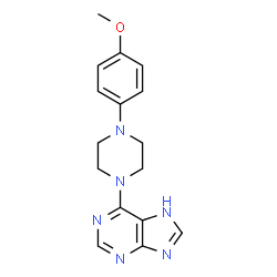ChemSpider 2D Image | 6-[4-(4-Methoxyphenyl)-1-piperazinyl]-1H-purine | C16H18N6O