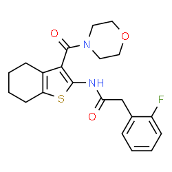 ChemSpider 2D Image | 2-(2-Fluorophenyl)-N-[3-(4-morpholinylcarbonyl)-4,5,6,7-tetrahydro-1-benzothiophen-2-yl]acetamide | C21H23FN2O3S