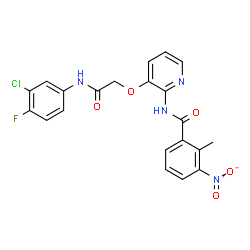 ChemSpider 2D Image | N-(3-{2-[(3-Chloro-4-fluorophenyl)amino]-2-oxoethoxy}-2-pyridinyl)-2-methyl-3-nitrobenzamide | C21H16ClFN4O5