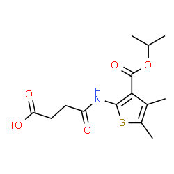 ChemSpider 2D Image | 4-{[3-(Isopropoxycarbonyl)-4,5-dimethyl-2-thienyl]amino}-4-oxobutanoic acid | C14H19NO5S