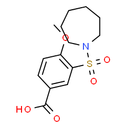 ChemSpider 2D Image | 3-(1-Azepanylsulfonyl)-4-methoxybenzoic acid | C14H19NO5S