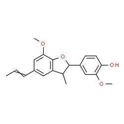 ChemSpider 2D Image | 2-Methoxy-4-[7-methoxy-3-methyl-5-(1-propen-1-yl)-2,3-dihydro-1-benzofuran-2-yl]phenol | C20H22O4