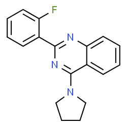 ChemSpider 2D Image | 2-(2-Fluorophenyl)-4-(1-pyrrolidinyl)quinazoline | C18H16FN3