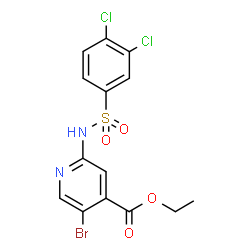 ChemSpider 2D Image | Ethyl 5-bromo-2-{[(3,4-dichlorophenyl)sulfonyl]amino}isonicotinate | C14H11BrCl2N2O4S