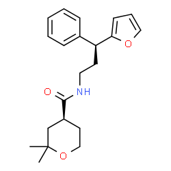 ChemSpider 2D Image | (4S)-N-[(3S)-3-(2-Furyl)-3-phenylpropyl]-2,2-dimethyltetrahydro-2H-pyran-4-carboxamide | C21H27NO3