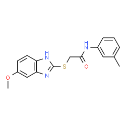 ChemSpider 2D Image | 2-[(5-Methoxy-1H-benzimidazol-2-yl)sulfanyl]-N-(3-methylphenyl)acetamide | C17H17N3O2S