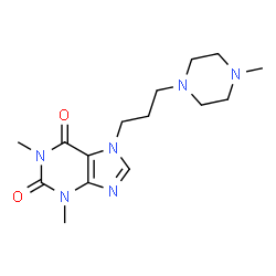ChemSpider 2D Image | 1,3-Dimethyl-7-[3-(4-methyl-1-piperazinyl)propyl]-3,7-dihydro-1H-purine-2,6-dione | C15H24N6O2
