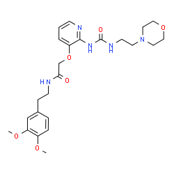 ChemSpider 2D Image | N-[2-(3,4-Dimethoxyphenyl)ethyl]-2-{[2-({[2-(4-morpholinyl)ethyl]carbamoyl}amino)-3-pyridinyl]oxy}acetamide | C24H33N5O6