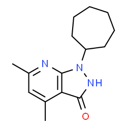 ChemSpider 2D Image | 1-Cycloheptyl-4,6-dimethyl-1,2-dihydro-3H-pyrazolo[3,4-b]pyridin-3-one | C15H21N3O