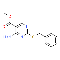 ChemSpider 2D Image | Ethyl 4-amino-2-[(3-methylbenzyl)sulfanyl]-5-pyrimidinecarboxylate | C15H17N3O2S