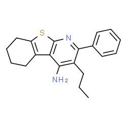 ChemSpider 2D Image | 2-Phenyl-3-propyl-5,6,7,8-tetrahydro[1]benzothieno[2,3-b]pyridin-4-amine | C20H22N2S