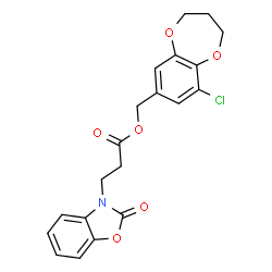 ChemSpider 2D Image | (9-Chloro-3,4-dihydro-2H-1,5-benzodioxepin-7-yl)methyl 3-(2-oxo-1,3-benzoxazol-3(2H)-yl)propanoate | C20H18ClNO6