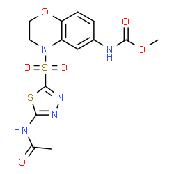 ChemSpider 2D Image | Methyl {4-[(5-acetamido-1,3,4-thiadiazol-2-yl)sulfonyl]-3,4-dihydro-2H-1,4-benzoxazin-6-yl}carbamate | C14H15N5O6S2