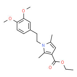 ChemSpider 2D Image | Ethyl 1-[2-(3,4-dimethoxyphenyl)ethyl]-2,5-dimethyl-1H-pyrrole-3-carboxylate | C19H25NO4