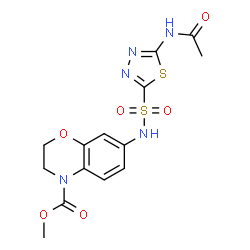 ChemSpider 2D Image | Methyl 7-{[(5-acetamido-1,3,4-thiadiazol-2-yl)sulfonyl]amino}-2,3-dihydro-4H-1,4-benzoxazine-4-carboxylate | C14H15N5O6S2
