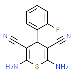 ChemSpider 2D Image | 2,6-Diamino-4-(2-fluorophenyl)-4H-thiopyran-3,5-dicarbonitrile | C13H9FN4S