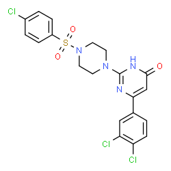 ChemSpider 2D Image | 2-{4-[(4-Chlorophenyl)sulfonyl]-1-piperazinyl}-6-(3,4-dichlorophenyl)-4(3H)-pyrimidinone | C20H17Cl3N4O3S