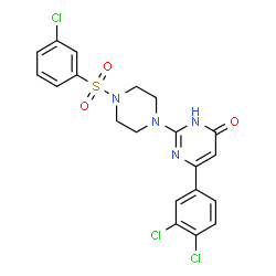 ChemSpider 2D Image | 2-{4-[(3-Chlorophenyl)sulfonyl]-1-piperazinyl}-6-(3,4-dichlorophenyl)-4(3H)-pyrimidinone | C20H17Cl3N4O3S