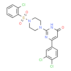 ChemSpider 2D Image | 2-{4-[(2-Chlorophenyl)sulfonyl]-1-piperazinyl}-6-(3,4-dichlorophenyl)-4(3H)-pyrimidinone | C20H17Cl3N4O3S