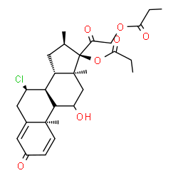 ChemSpider 2D Image | (7alpha,9xi,16alpha)-7-Chloro-11-hydroxy-16-methyl-3,20-dioxopregna-1,4-diene-17,21-diyl dipropanoate | C28H37ClO7
