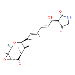 ChemSpider 2D Image | (3Z)-3-{(2E,4E)-1-Hydroxy-4-methyl-6-[(1S,4R,6S,7R,8S)-1,2,7-trimethyl-5-oxo-3,9,10-trioxatricyclo[4.3.1.0~2,4~]dec-8-yl]-2,4-heptadien-1-ylidene}-2,4-pyrrolidinedione (non-preferred name) | C22H27NO7