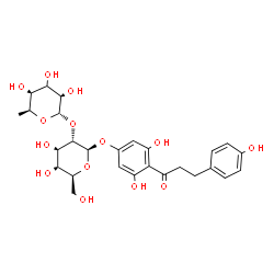 ChemSpider 2D Image | 3,5-Dihydroxy-4-[3-(4-hydroxyphenyl)propanoyl]phenyl 2-O-[(3xi)-6-deoxy-alpha-L-arabino-hexopyranosyl]-beta-L-glucopyranoside | C27H34O14