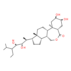 ChemSpider 2D Image | (3aS,5S,6R,7aR,7bS,9aR,10R,12aS,12bR)-10-[(2S,3S,4S)-5-Ethyl-3,4-dihydroxy-6-methyl-2-heptanyl]-5,6-dihydroxy-7a,9a-dimethylhexadecahydro-3H-benzo[c]indeno[5,4-e]oxepin-3-one | C29H50O6