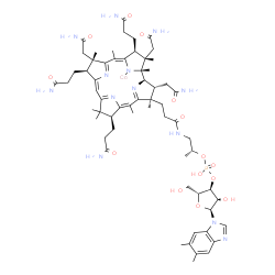 ChemSpider 2D Image | [(1R,2S,3S,4Z,7S,8S,9Z,13S,14Z,17R,18R,19R)-2,7,18-tris(2-amino-2-oxo-ethyl)-3,8,13-tris(3-amino-3-oxo-propyl)-17-[3-[[(2R)-2-[[(2R,3S,4R,5S)-5-(5,6-dimethylbenzimidazol-1-yl)-4-hydroxy-2-(hydroxymethyl)tetrahydrofuran-3-yl]oxy-hydroxy-phosphoryl]oxypropyl]amino]-3-oxo-propyl]-1,2,5,7,12,12,15,17-octamethyl-8,13,18,19-tetrahydro-3H-corrin-21-yl]cobalt | C62H89CoN13O14P