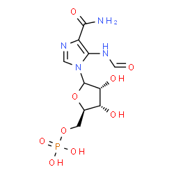 ChemSpider 2D Image | 5-Formamido-1-(5-O-phosphono-D-ribofuranosyl)-1H-imidazole-4-carboxamide | C10H15N4O9P