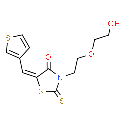 ChemSpider 2D Image | (5E)-3-[2-(2-Hydroxyethoxy)ethyl]-5-(3-thienylmethylene)-2-thioxo-1,3-thiazolidin-4-one | C12H13NO3S3