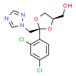 ChemSpider 2D Image | [(2S,4R)-2-(2,4-Dichlorophenyl)-2-(1H-1,2,4-triazol-1-ylmethyl)-1,3-dioxolan-4-yl]methanol | C13H13Cl2N3O3