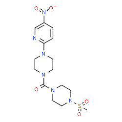 ChemSpider 2D Image | [4-(Methylsulfonyl)-1-piperazinyl][4-(5-nitro-2-pyridinyl)-1-piperazinyl]methanone | C15H22N6O5S