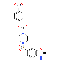 ChemSpider 2D Image | 4-Nitrophenyl 4-[(2-oxo-2,3-dihydro-1,3-benzoxazol-6-yl)sulfonyl]-1-piperazinecarboxylate | C18H16N4O8S