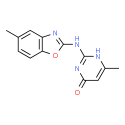 ChemSpider 2D Image | 4-Pyrimidinol, 6-methyl-2-[(5-methyl-2-benzoxazolyl)amino]- | C13H12N4O2
