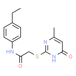 ChemSpider 2D Image | N-(4-ethylphenyl)-2-[(4-methyl-6-oxo-3H-pyrimidin-2-yl)sulfanyl]acetamide | C15H17N3O2S