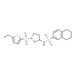 ChemSpider 2D Image | N-{1-[(5-Ethyl-2-thienyl)sulfonyl]-3-pyrrolidinyl}-5,6,7,8-tetrahydro-2-naphthalenesulfonamide | C20H26N2O4S3