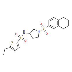 ChemSpider 2D Image | 5-Ethyl-N-[1-(5,6,7,8-tetrahydro-2-naphthalenylsulfonyl)-3-pyrrolidinyl]-2-thiophenesulfonamide | C20H26N2O4S3