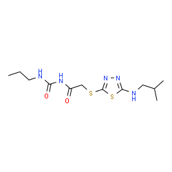 ChemSpider 2D Image | 2-{[5-(Isobutylamino)-1,3,4-thiadiazol-2-yl]sulfanyl}-N-(propylcarbamoyl)acetamide | C12H21N5O2S2