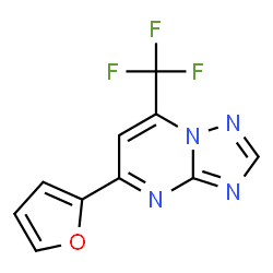 ChemSpider 2D Image | 5-(2-Furyl)-7-(trifluoromethyl)[1,2,4]triazolo[1,5-a]pyrimidine | C10H5F3N4O